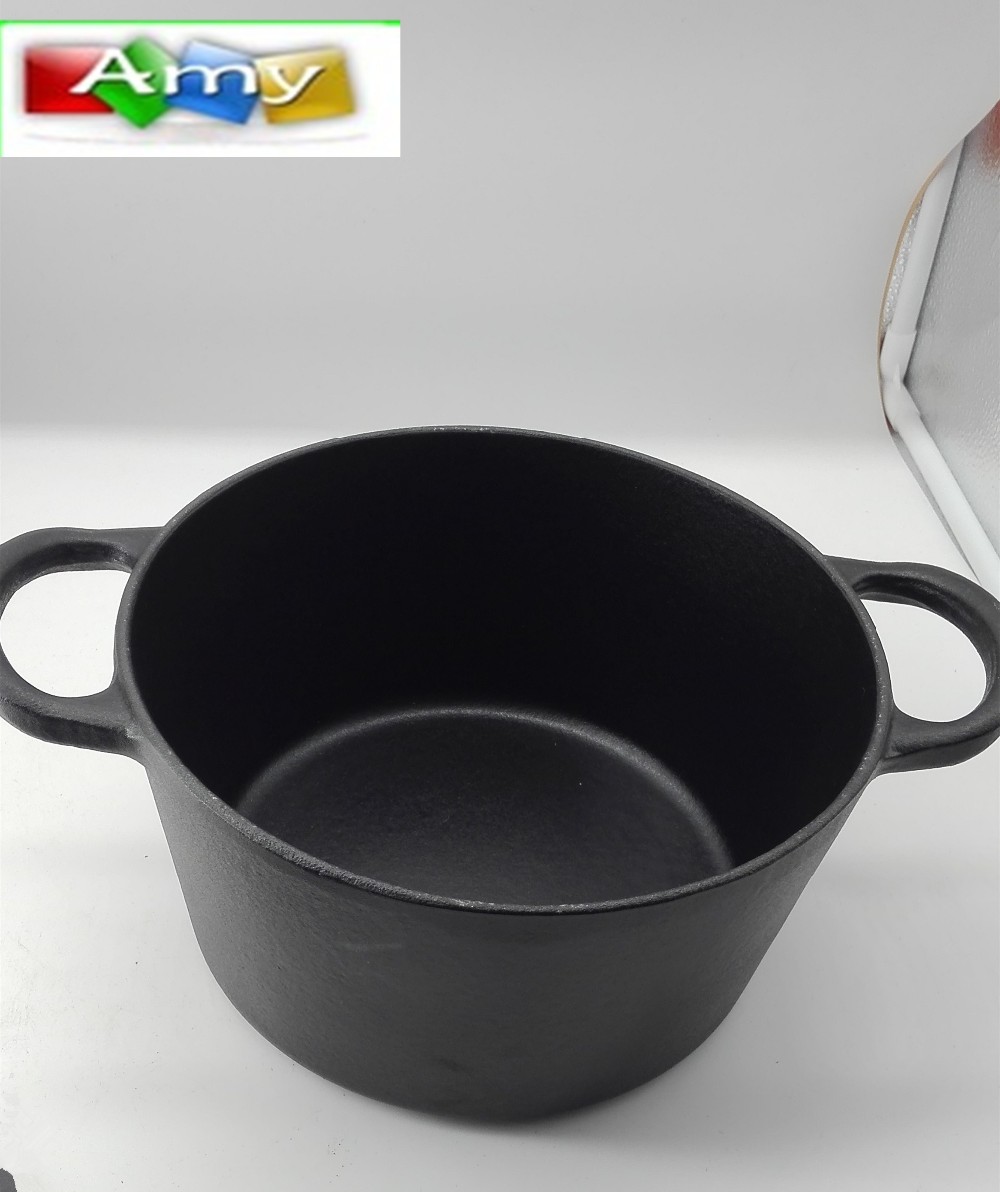 Cast Iron Black Pot Stainless Steel Knob 23x12cm